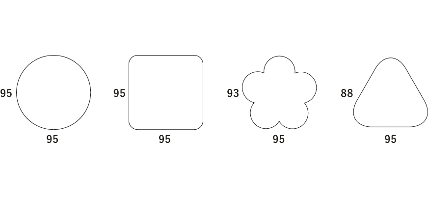 JP-pattern コルクコースターの寸法図